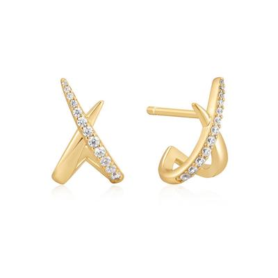 Brincos de Tarraxa Kiss Twist Pave em Prata 925 E057-03G