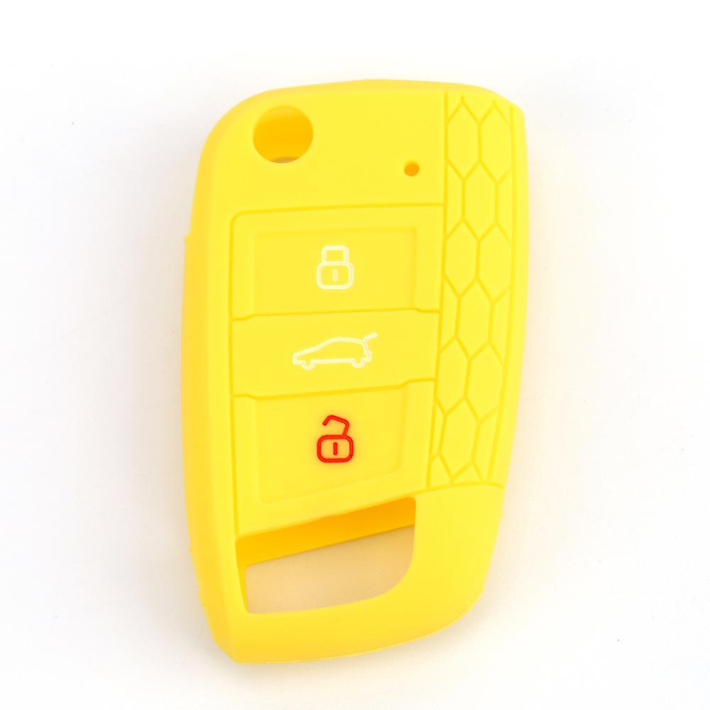 For Volkswagen GTI Folding 3-button Silicone Key Bag and New Passat Honeycomb Soft Rubber Car Remote Control Protective Cover