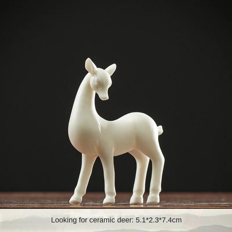 

Mini Small Number Ceramic Ornament Animal Deer Ceramic Whiteware Handicraft Zen Flower Pot Gardening Tea Pet Mini Tea Set