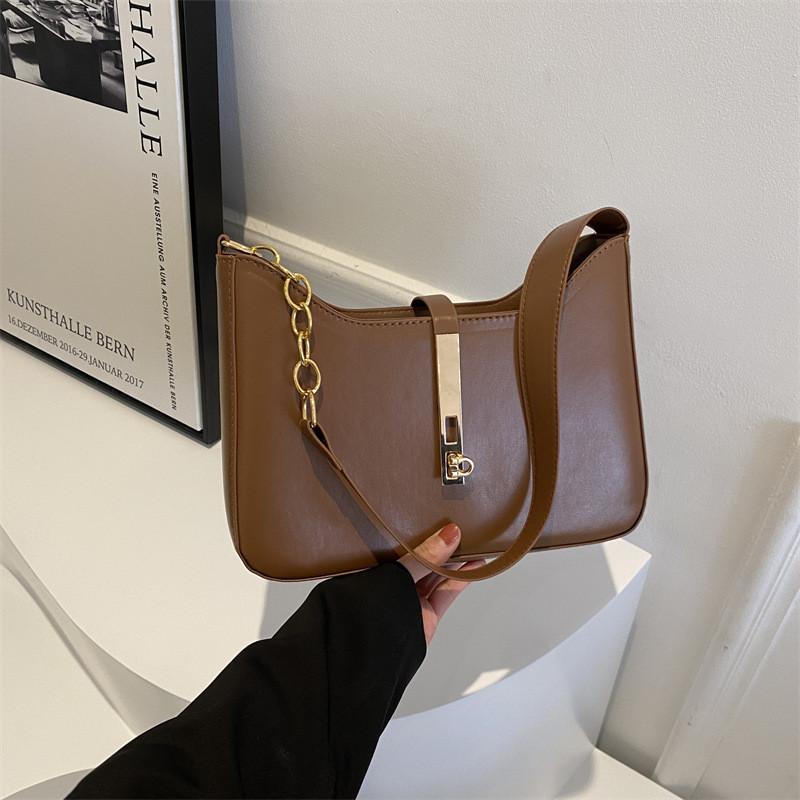Korean Style Small Pu Handbag With Chain Strap For Daily Use