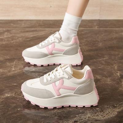 2025 New Korean Version Fashion Shoes Women's Platform Versatile Round Head Casual Dad Cute Sports Shoes Dopamine Light