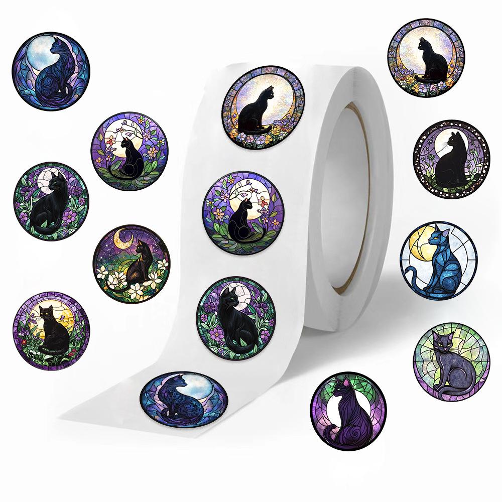 

500 штук/рулон Рулонная лента-наклейка Кошка Луна Материал для блокнота Декоративная наклейка для конверта