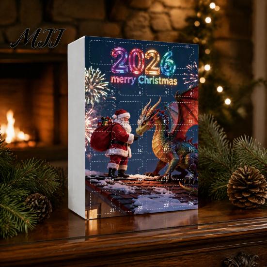Christmas Advent Calendar 2026 Dragon Calendar, 24Pcs Acrylic 2D Ornament Set with Daily Surprise Gift Box Designs, Tree Hanging Decor, Holiday
