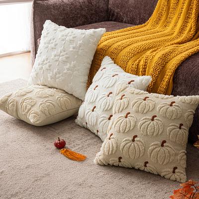 Decorative Pillow Case Embroidery Maple Leaves Pumpkin Pattern Pillow Cover Removable Easy To Clean Washable Throw Pillow Case