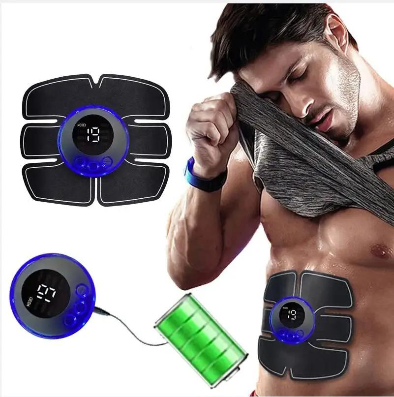 Abdominal Muscle Massager EMS Fitness ABS Arm Training Patches Muscle Exercise Instrument Body Slimming Machine USB Charging Home Men Women
