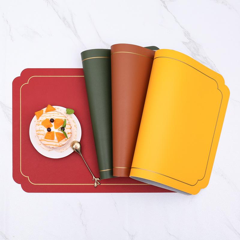 Square light luxury leather placemat waterproof and oil-proof west dining table thermal insulation mat home hotel high temperature resistant coaster