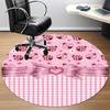 1pc Ladybug Pink Plaid Chair Carpet for Office, Non slip, Soft and Durable Office Rug for Interior Decoration