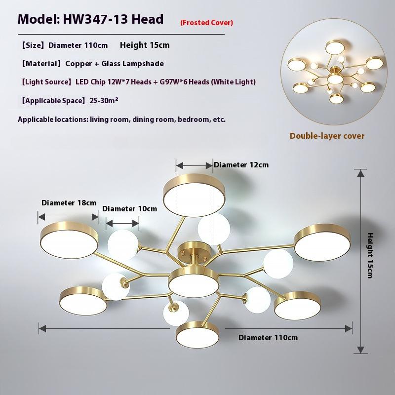 

Потолочный светильник для гостиной, Современная и простая бытовая лампа «Волшебный боб» 13 headlights