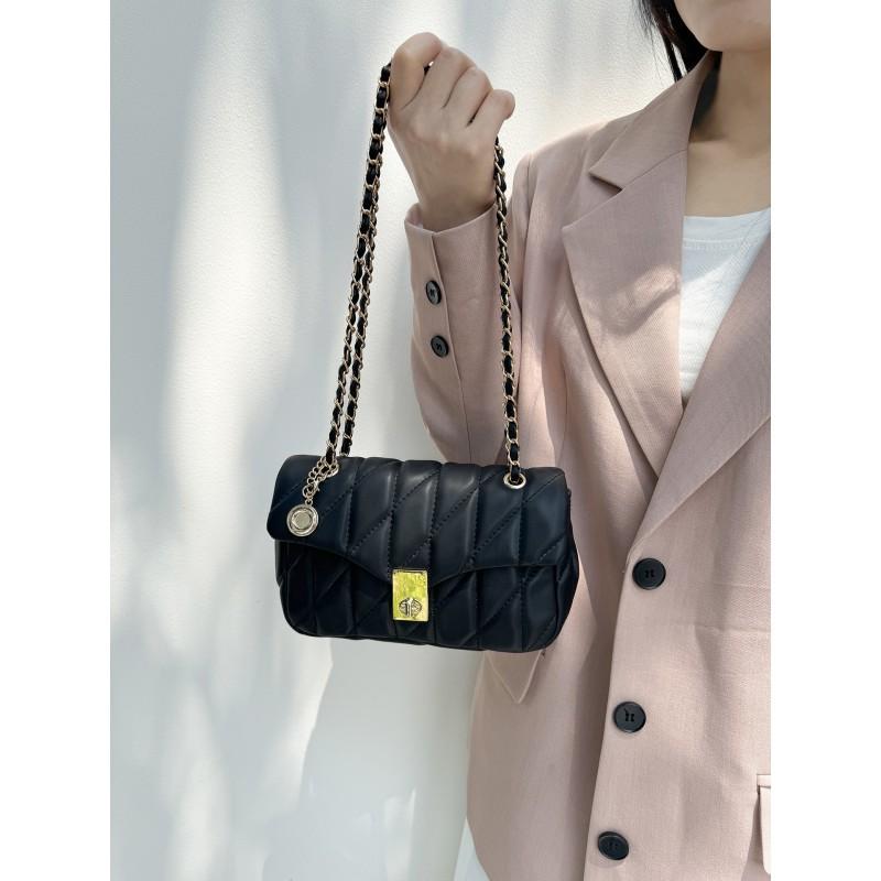 Elegant Mini Square Chain Bag With Quilted Design Womens Shoulder Crossbody PU Leather Small Handbag Daily Wear