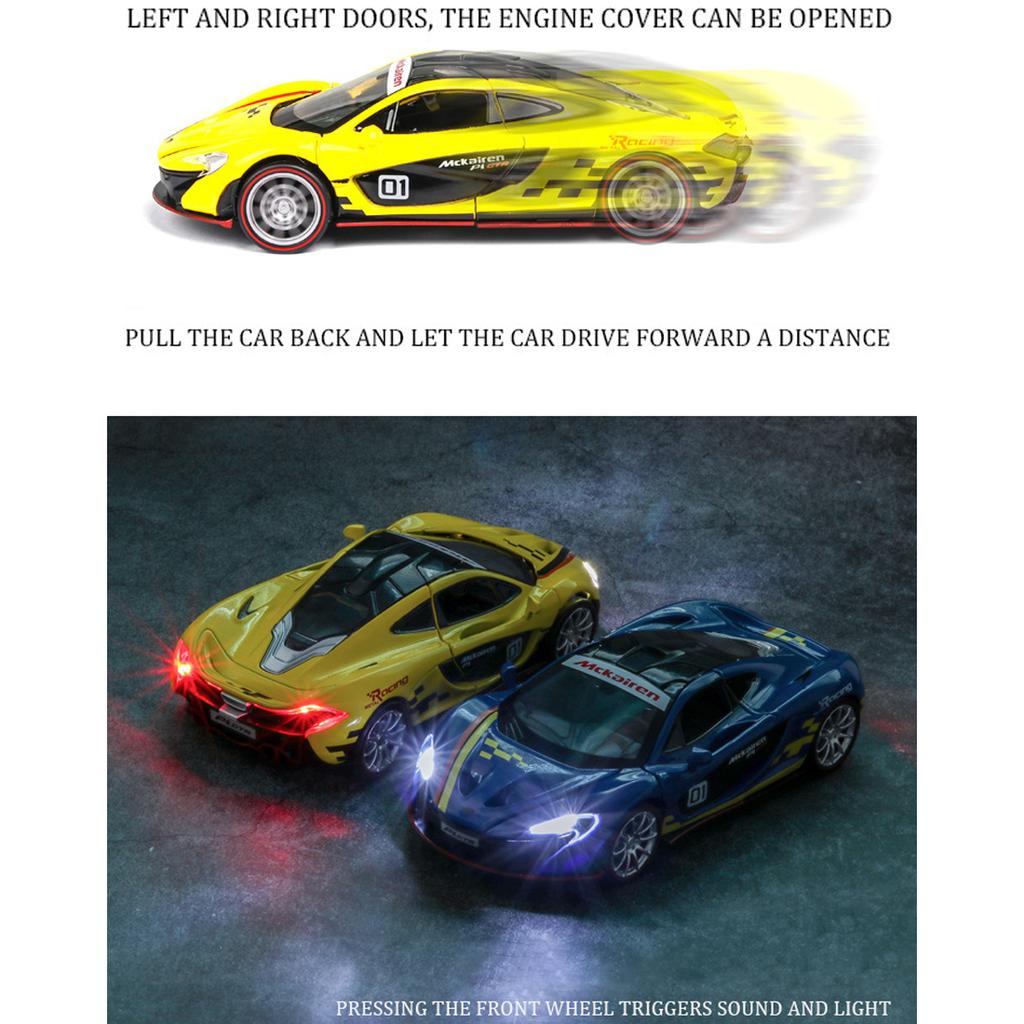 McLaren P1 GTR-Druckgussauto-Modellspielzeug im Maßstab 1:32, zurückziehbares Spielzeugfahrzeug mit Ton und Licht für Kinder, Kleinkinder, Jungen und Mädchen, Geschenkkollektion