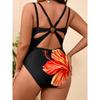 Damen S Floral Print Sexy Rückenfrei Eng Übergröße Badeanzug