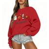 Women's Casual Long Sleeve Christmas Print Round Neck Top for Holiday Festive Wear