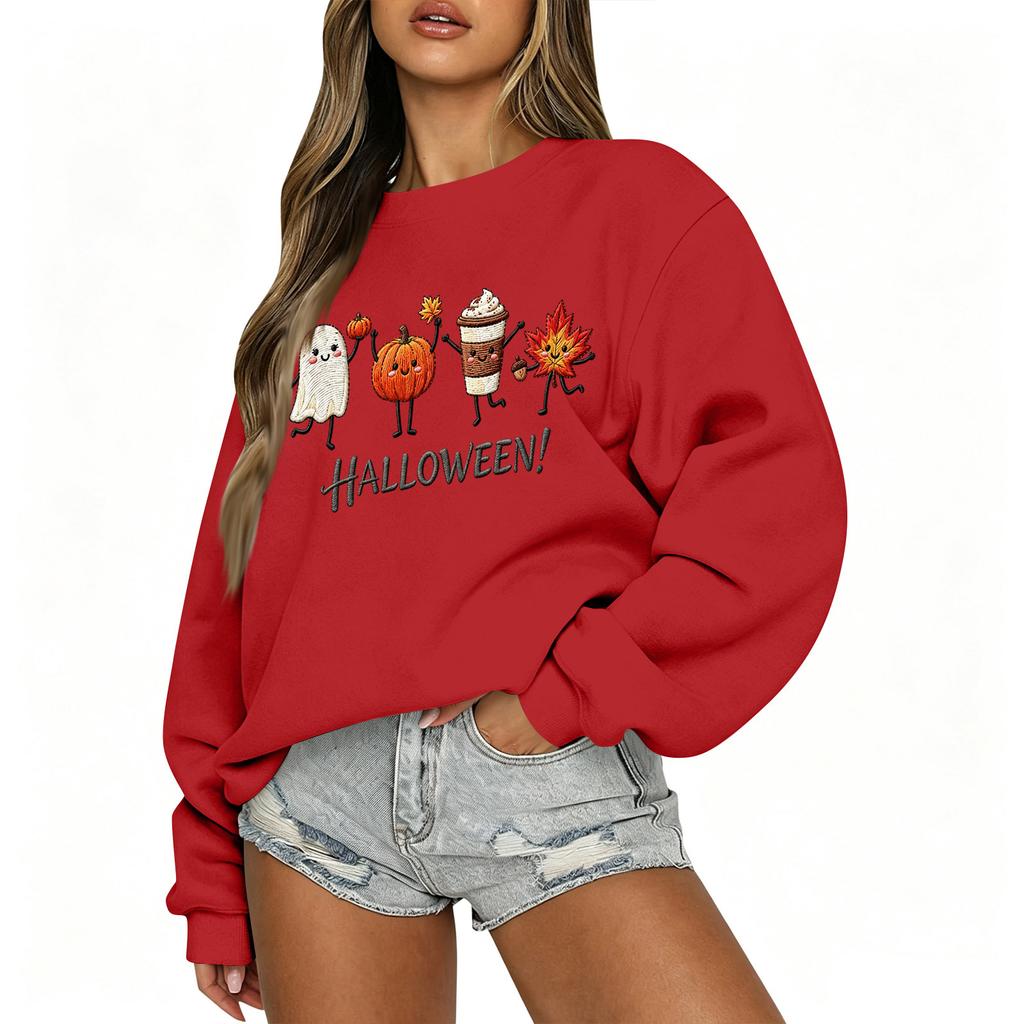 Women's Casual Long Sleeve Christmas Print Round Neck Top for Holiday Festive Wear