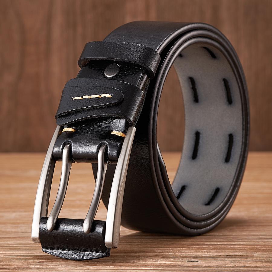High Quality Genuine Leather Belts for Men Brand Strap Male Double Pin Buckle Fancy Vintage Jeans Belt Cowboy Cintos