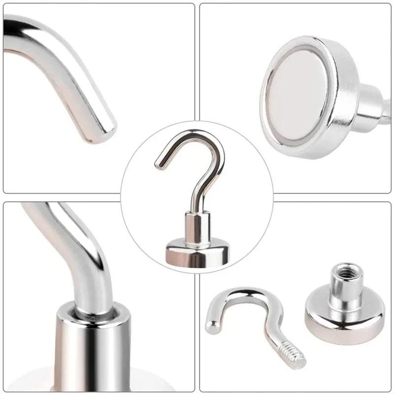 Magnet Hook 5/10pcs Home Kitchen Metal Strong Magnet Bathroom Storage Wall Hanging Hooks Ring Magnetic Organization Garden