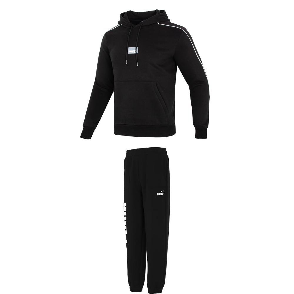 

Puma Теплый свитер с капюшоном, трикотажный флисовый свитер со средней посадкой, длинные брюки, повседневный спортивный костюм, мужской свитшот, брюки, черный цвет 599355+534935 S