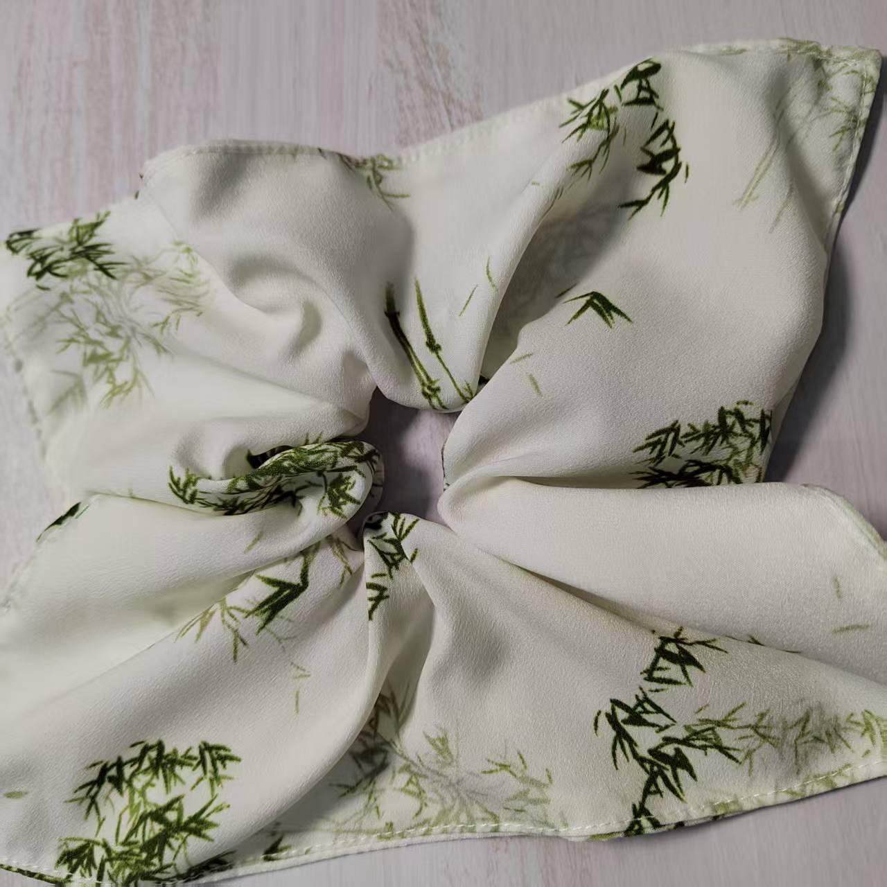 Elegant 2024 Satin Floral Chinese-Style Scrunchie - Fresh Hair Tie & Headband Accessory