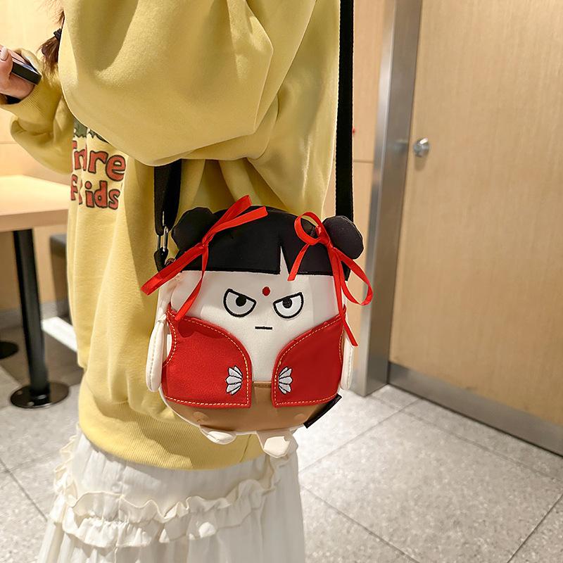 Super Fire Cartoon Small Satchel Cute Pattern Lightweight Nylon Cloth Small Round Bag Male and Female Students Versatile Messenger Storage Bag