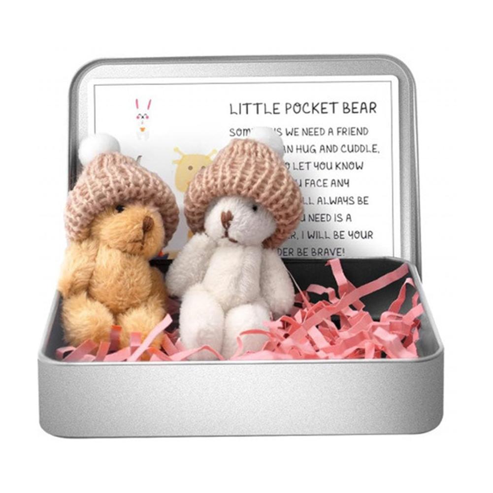 Handmade Mini Plush Little Pocket Bear Gift Box Set Worry Bear Comes With Motivational Cards And Friendship Gifts