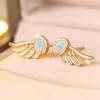 Cute Angel Wings White Opal Oval Stone Stud Earrings For Women Vintage Fashion Gold Color Wedding Jewelry Valentine's Day Gifts