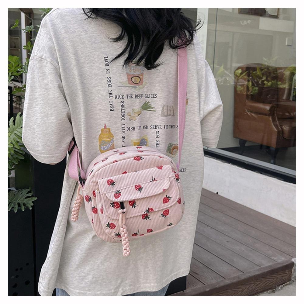 Fashion Printing Strawberry Crossbody Bag Large Capacity Sweet Shoulder Bag Gentle Women Girl Handbag