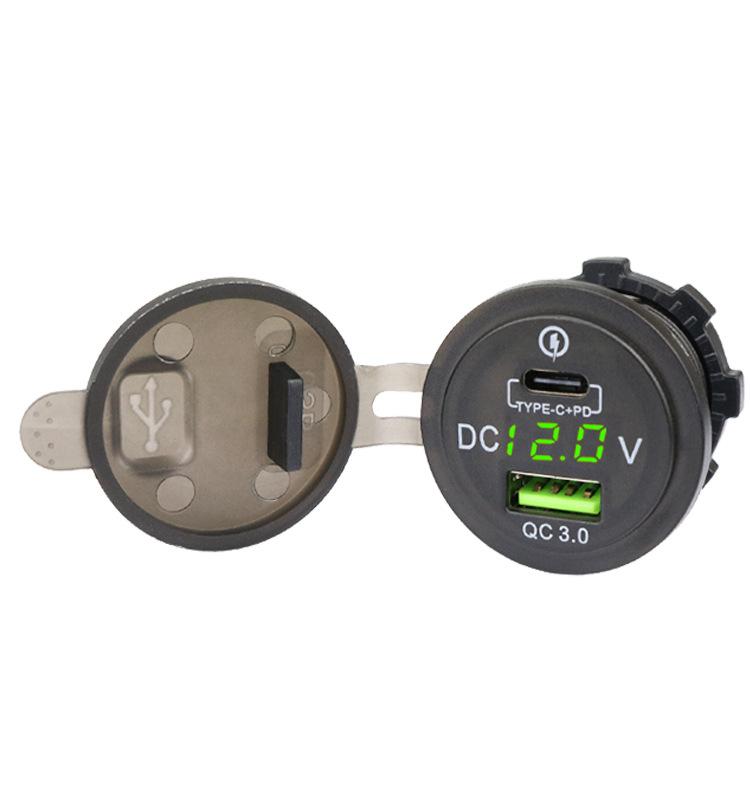 

12 В 24 В PD QC 3,0 Quick USB Type C Автомобильное зарядное устройство для автомобиля RV Караван Лодка Мотоцикл зелёный