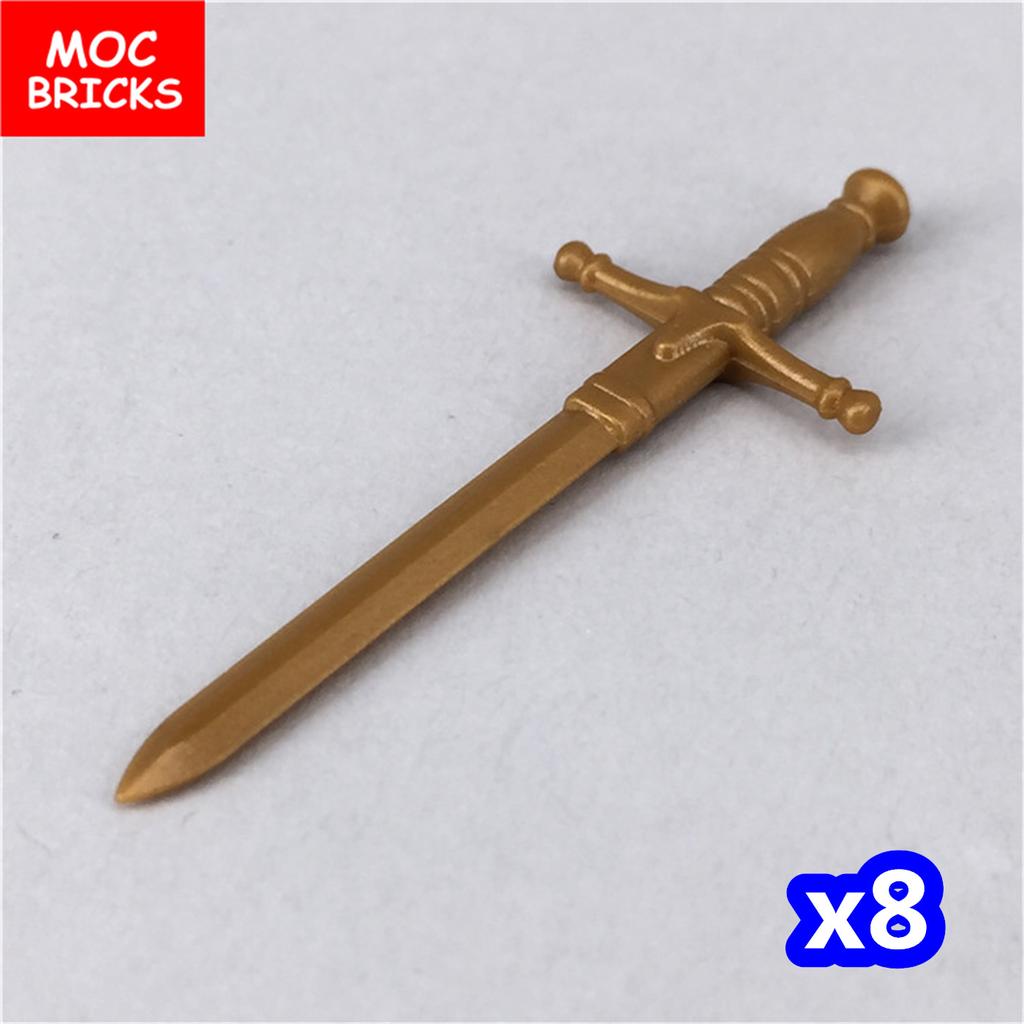 MOC Bausteine Mittelalter Ritter Rom Waffe Goldenes Schwert Schild Speer Hellebarde Helm Actionfigur Pädagogischer Baustein Geschenke