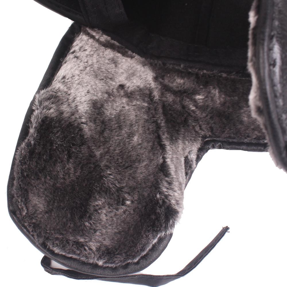 Skórzana czapka męska czapka z ochroną uszu na jesień i zimę skórzana czapka dla starszego pana czapka trenera skórzana czapka w średnim wieku i dla starszych czapka Lei Fenga