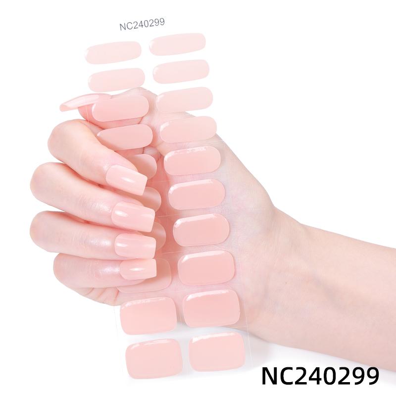 Hot Sell Custom Logo HEMA-Free Gel Polish Nail Stickers New Solid Color Styles Semi Cured Gel Nail Wraps 20 Gel Nail Strips
