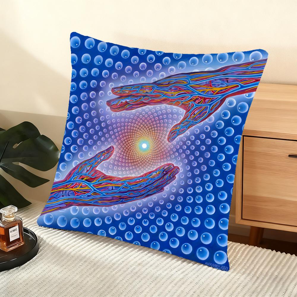 A-Alex G-Grey Trippy Cushion Cover Soft Short Plush Pillow Cover Smooth Cozy Texture Aesthetic Cushion Case Home Decor
