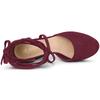 Allegra K Women's Lace-Up Pumps Sandals with Platform Straps and Chunky Heels, Wine Red, Size 23.0cm