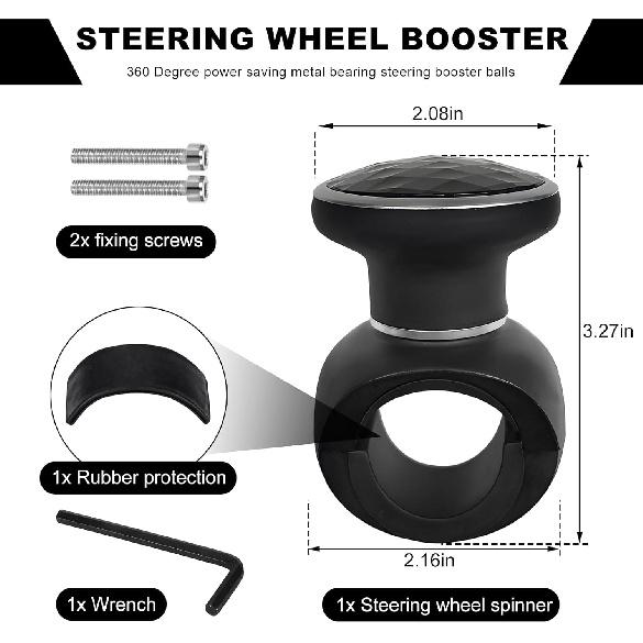 Steering Wheel Knob Spinner, Driving Turning Assist Steering Wheel Knob With Metal Bearing, 360 Degree Rotation Steering Wheel Power Handle For Car