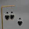 Zinc Zinc Alloy Black Necklace Earring Set Luxury Dangle Earrings Set Thorn Love Pendant Necklace  Gift