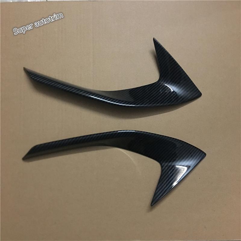 Chrome / Carbon Fiber Look Front Fog Lights Lamps Eyebrow Strip Cover Trim For Peugeot 3008 5008 GT 2017 - Car Accessories