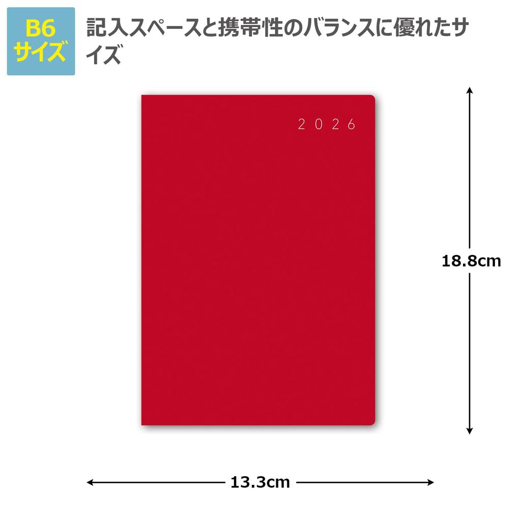 NOLTY 2026 Ecrit 2262 December Planner, B6, Weekly, 1, Red, (Starts 2025)