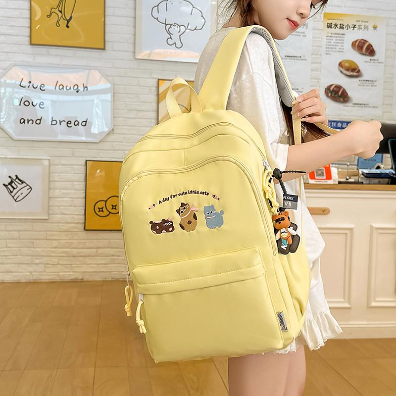 Animal Embroidery Campus Student Schoolbag Women's Lightweight Large Capacity Backpack