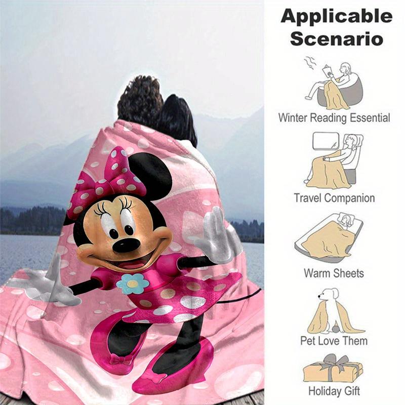 1 unidad, Manta de felpa de lunares rosas de Minnie Mouse, Colcha suave para cama, sofá, viajes