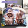 Cartoon Pattern Bedding Quilt Set Quilt Cover Pillowcase Home Decoration Birthday Gift (1 * Duvet Cover + 2 * Pillowcase, Without Core)