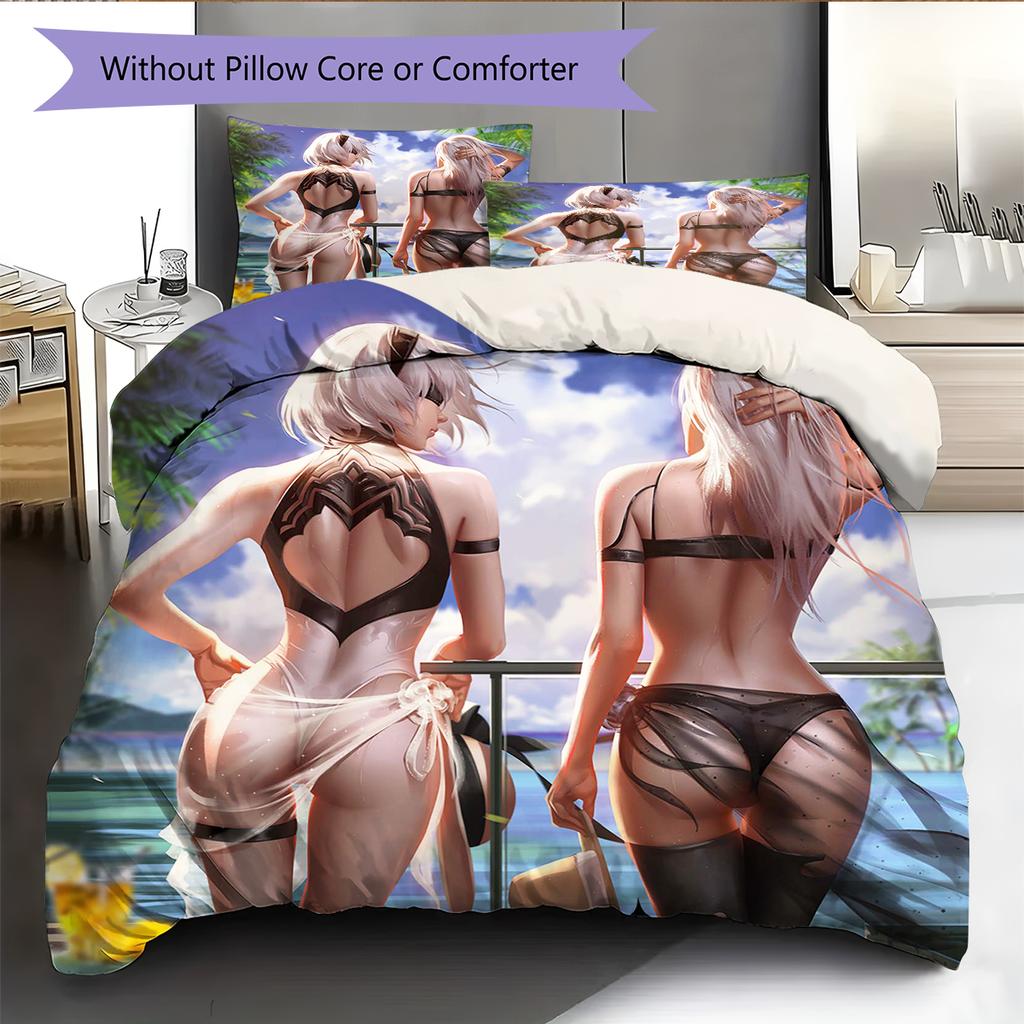 Cartoon Pattern Bedding Quilt Set Quilt Cover Pillowcase Home Decoration Birthday Gift (1 * Duvet Cover + 2 * Pillowcase, Without Core)