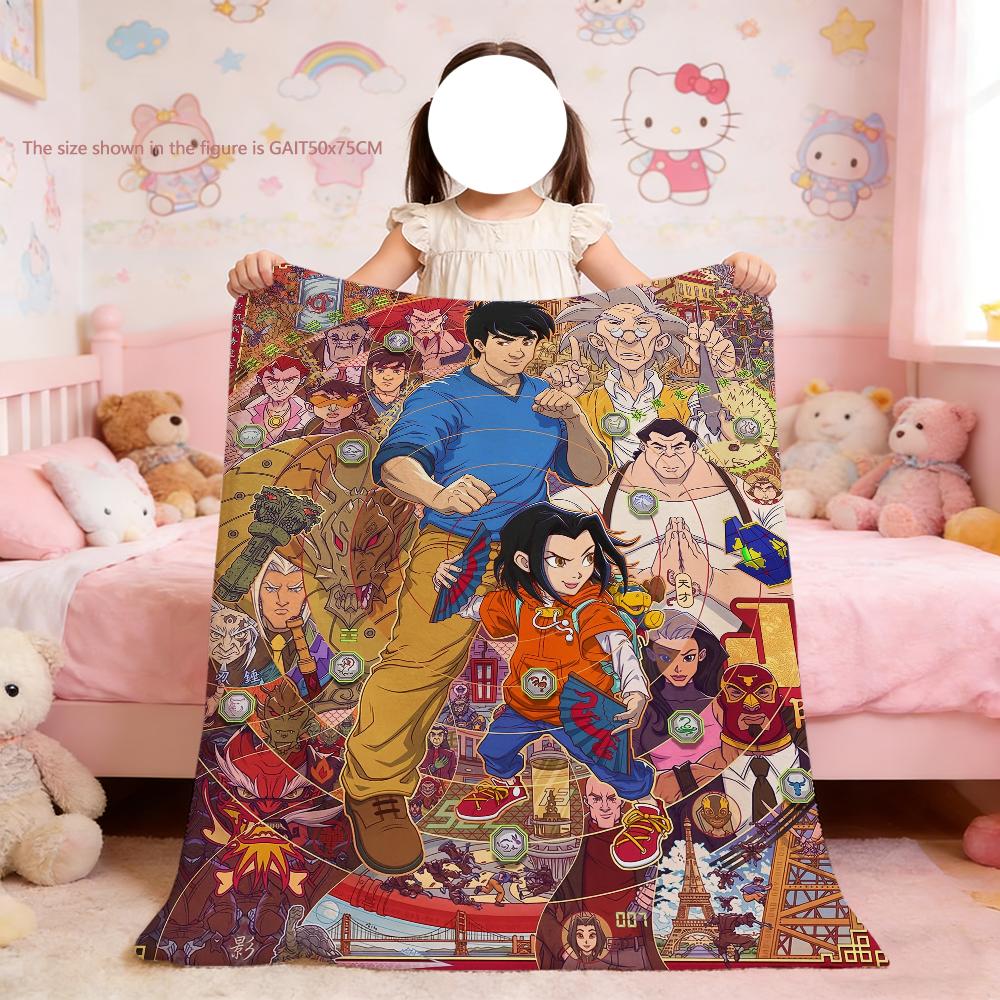 C-Chan A-Adventures J-Jackie Blanket For Cartoon Soft Throw Blanket For Picnic Bed Sofa Home Bedroom Cozy Warm Comfortable