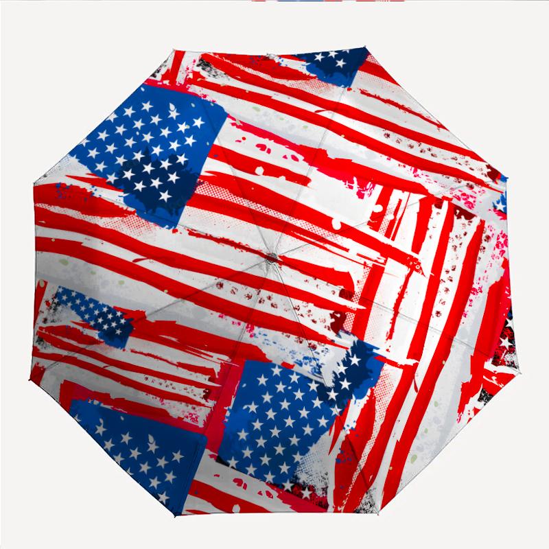 American Flag Fashionable Automatic Opening/Closing Folding Umbrella. Portable and Foldable, Ideal for Gift, Travel, and Daily Use.