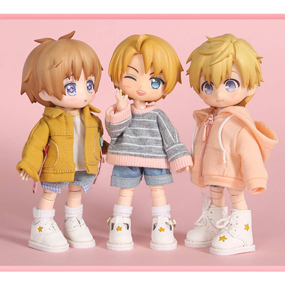 HIGHAWK Buty dla 11cm lalki OB11 Cute Star Obitsu Buty dla 11cm Ciała Ciało, Rozmiar, Projekt, (Białe mokasyny)