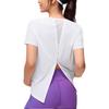 Saucony Logo Letter Back Slit Design Round Neck Short Sleeve T-Shirt Women T-Shirt Pearl-White SC1249033B-WT02