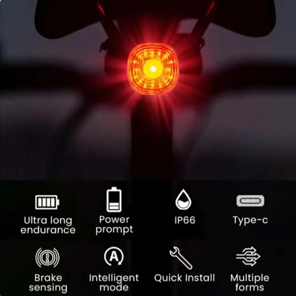 Bicycle Taillight Bicycle USB Smart Auto Brake Sensing Light Waterproof  Charging Cycling Taillight Warn Bike Rear Light