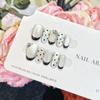 French Retro Polka Dot Cat Eye Short Press-On Nails - Handmade Manicure