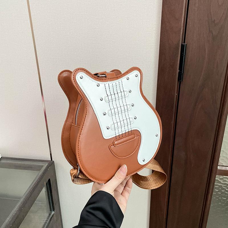 Personalized Casual Spring New Guitar Shape Shoulder Bag Women's Commuter Niche Design High-end Messenger Bag
