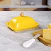 Ceramic Butter Dish with Lid Western Cheese Butter Box with Stainless Steel Butter Knife Restaurant Decorative Kitchen Supplies
