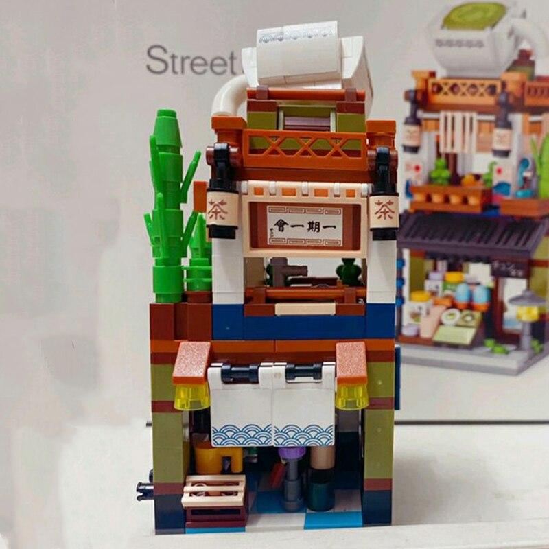 LOZ 1656 City Street Matcha Green Tea Cake Shop Store Architecture Model DIY Mini Blocks Bricks Building Toy for Children No Box