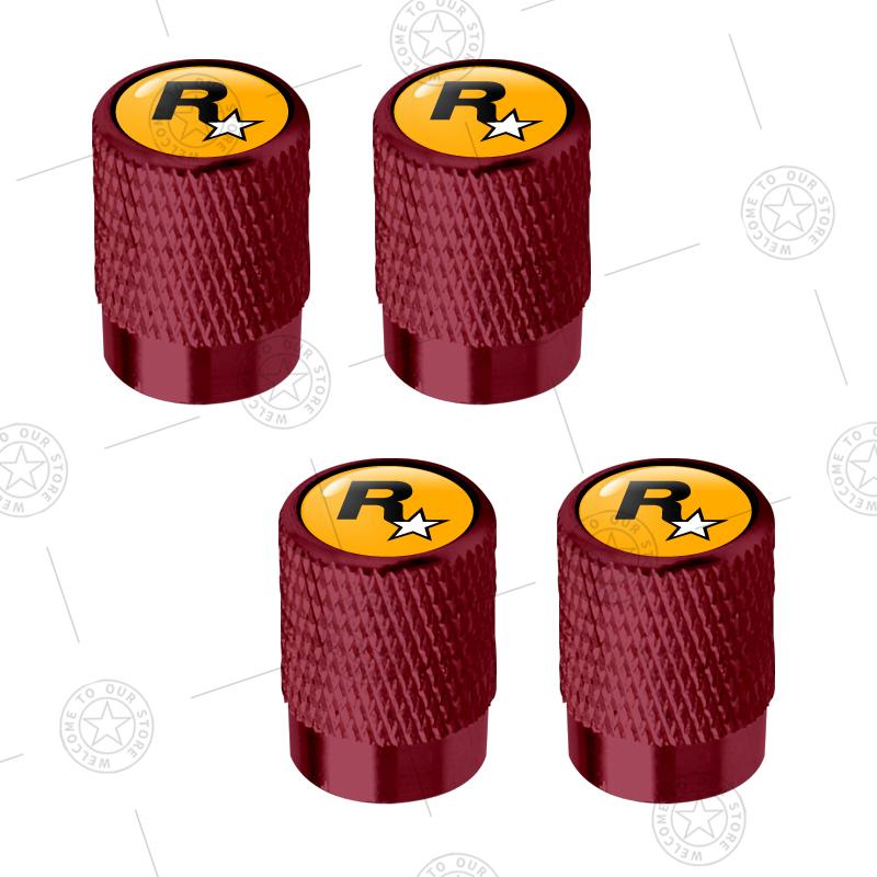4pcs R Star Logo Car Wheel Tire Valve Caps Air Stem Aluminum Accessories For Jaguar Land Rover Fiat Ford Opel Peugeot Volvo Jeep XS4