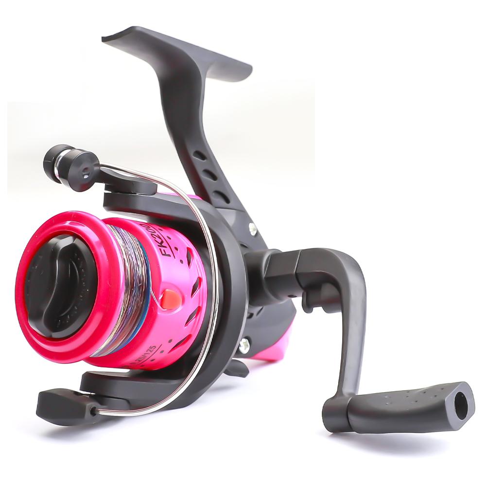 

FTK Сверхлегкая спиннинговая рыболовная катушка с леской, складная ручка, мини-зимняя рыболовная катушка, подледная рыболовная катушка 5.2:1 розовый